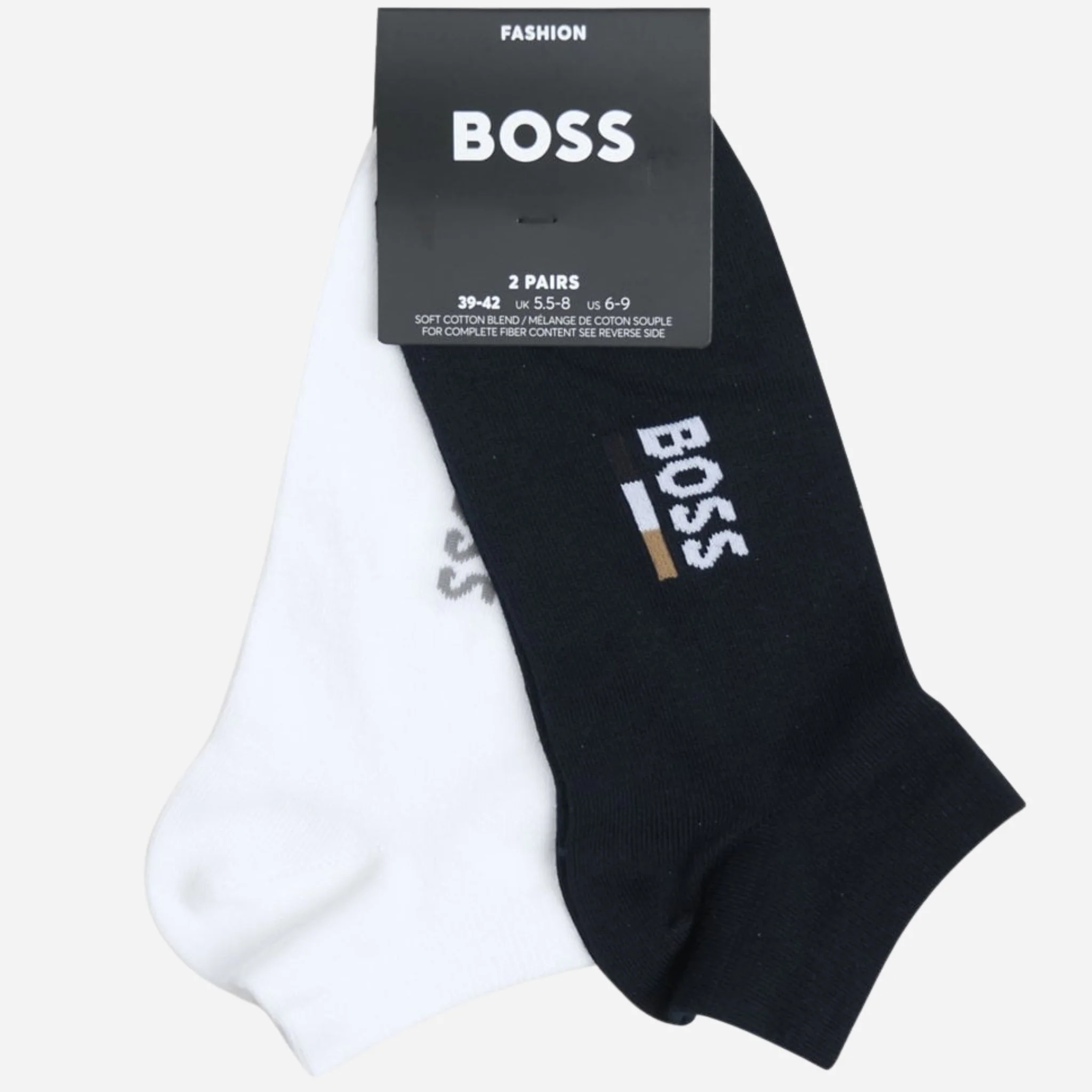 BOSS 2-Pack Ankle Length Dark Blue and White Cotton Blend Socks