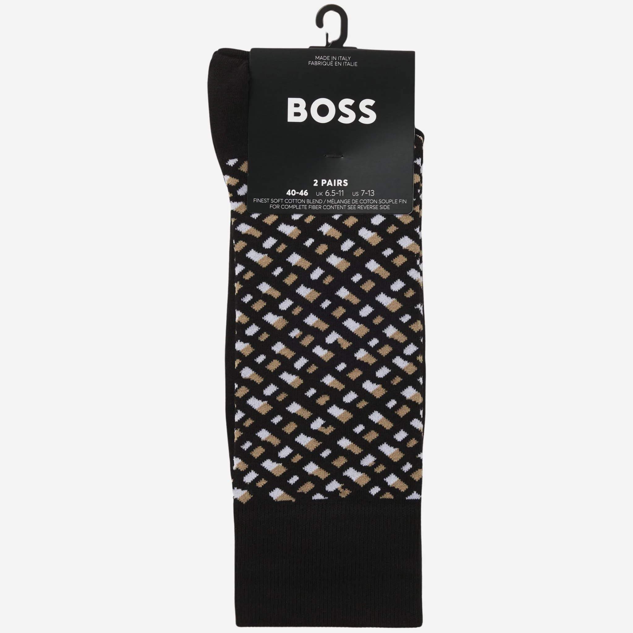 BOSS 2-Pack Black and Monogrammed Regular-Length Cotton-Blend Socks - Image 3
