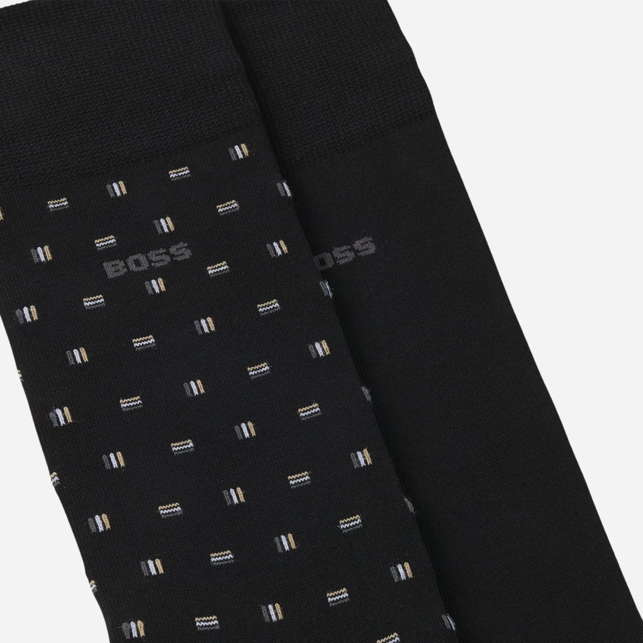 BOSS 2-Pack of Regular Length Cotton Blend Black Socks with Three-Stripe Pattern - Image 2