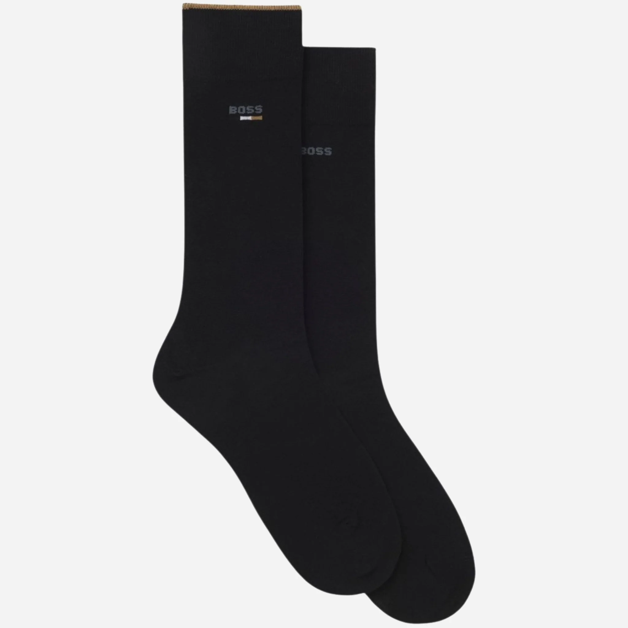 BOSS 2-Pack of Regular-Length Cotton-Blend Iconic Logo Black Socks