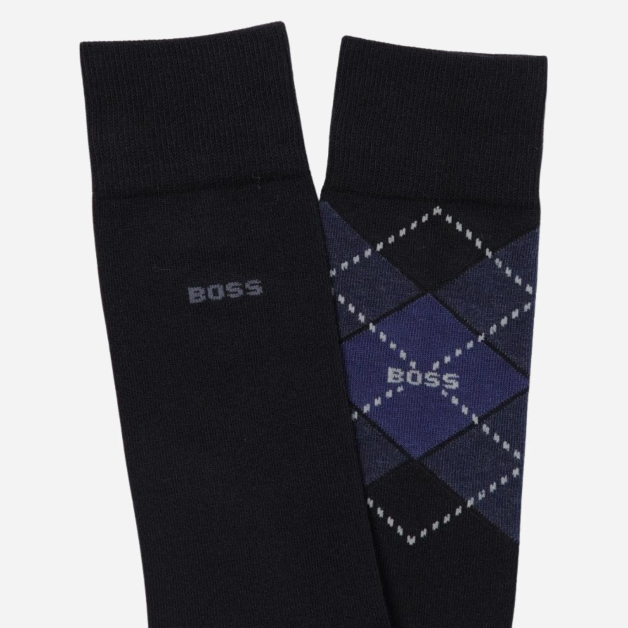 BOSS 2-Pack Regular Length Dark Blue Cotton Blend Argyle Socks - Image 2