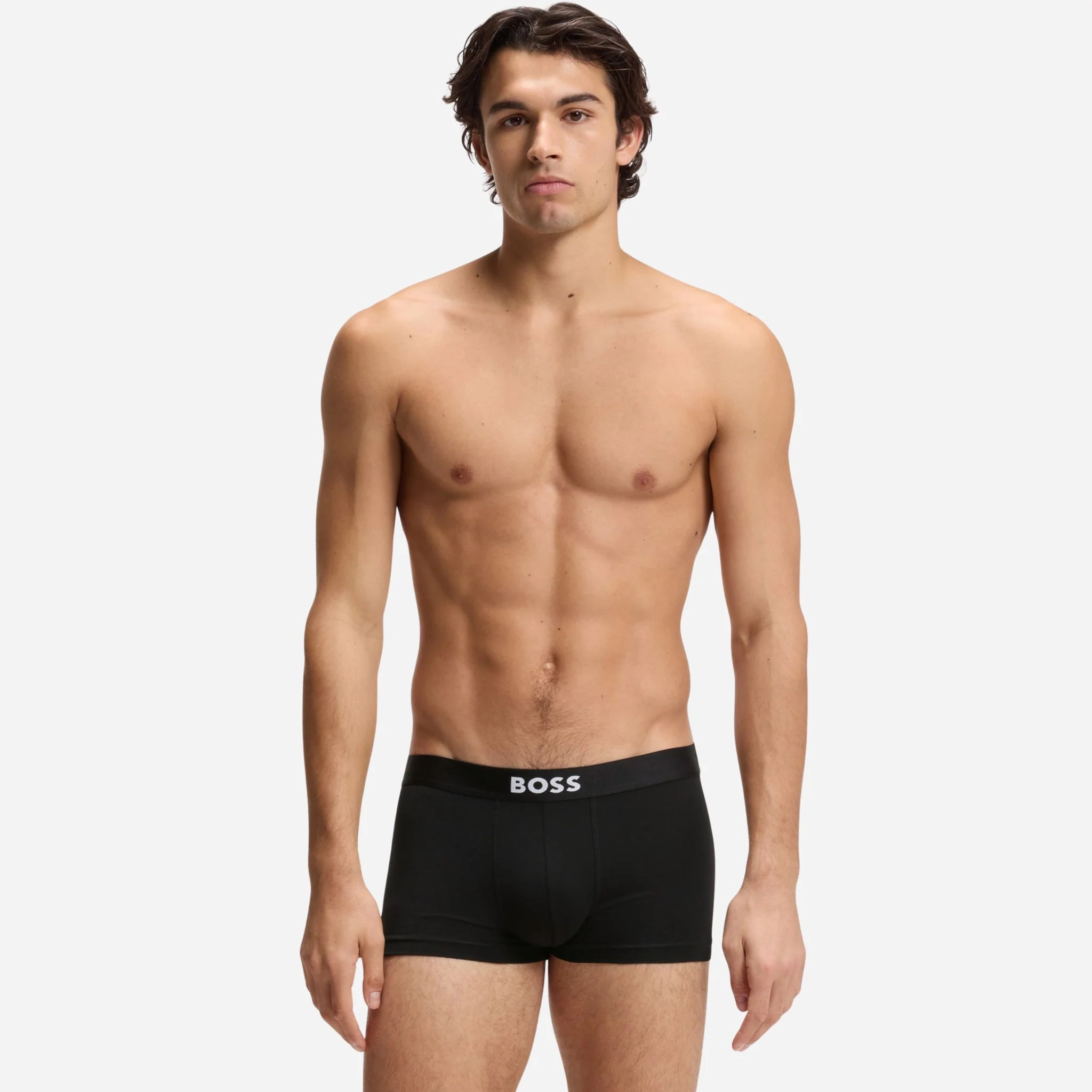 BOSS 3-Pack Cotton Stretch BOSS One Black Boxer Trunks with Logo Waistbands - Image 2