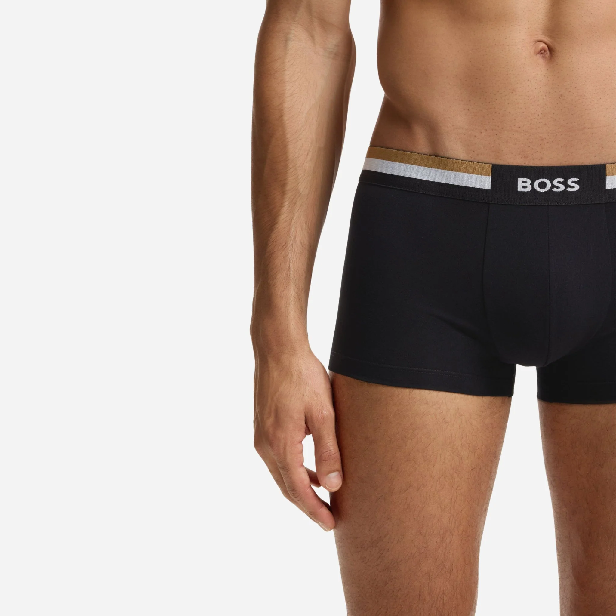 BOSS 3-Pack of Black Cotton Blend Motion Boxer Shorts with Three Stripe and Logo Waistband - Image 4