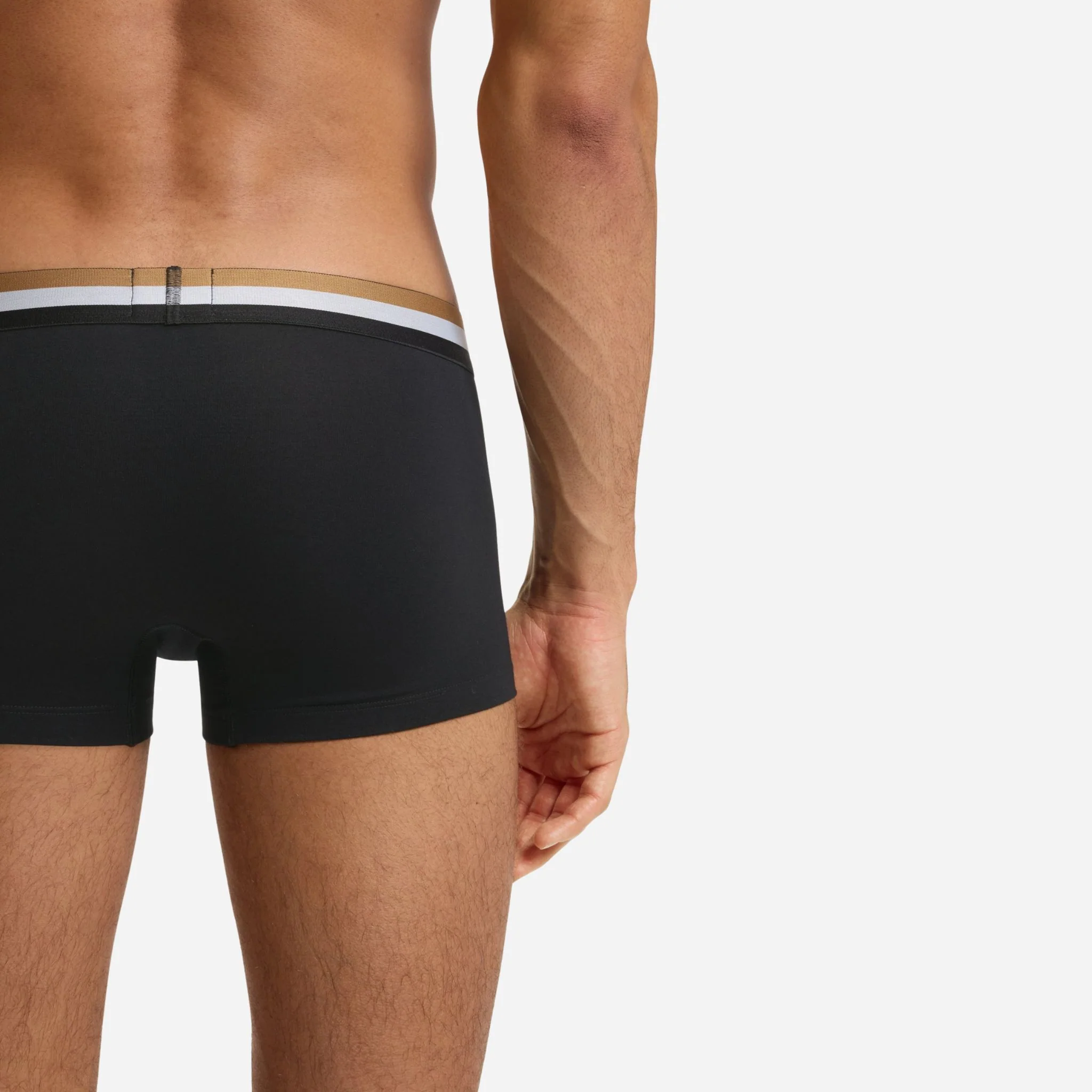 BOSS 3-Pack of Black Cotton Blend Motion Boxer Shorts with Three Stripe and Logo Waistband - Image 5