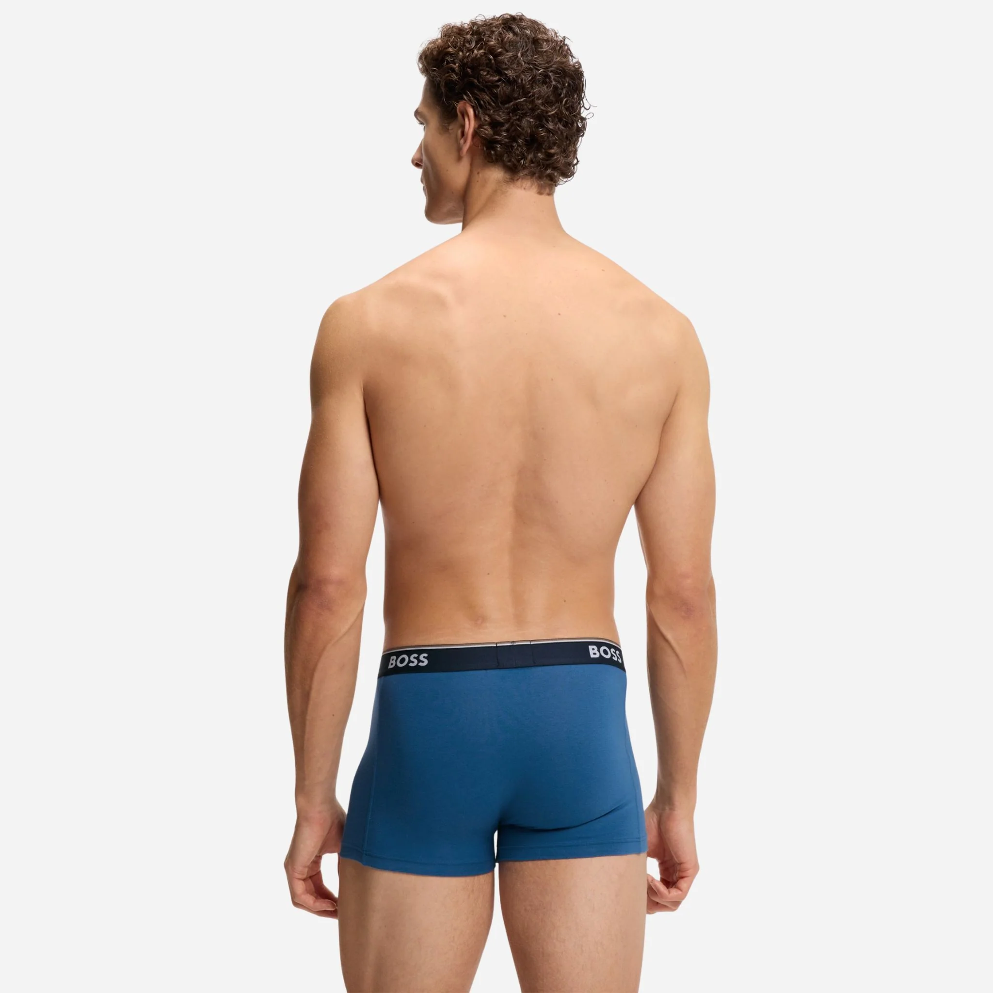 BOSS 3-Pack of Blue Power Cotton Stretch Trunks with Logo Waistband - Image 3