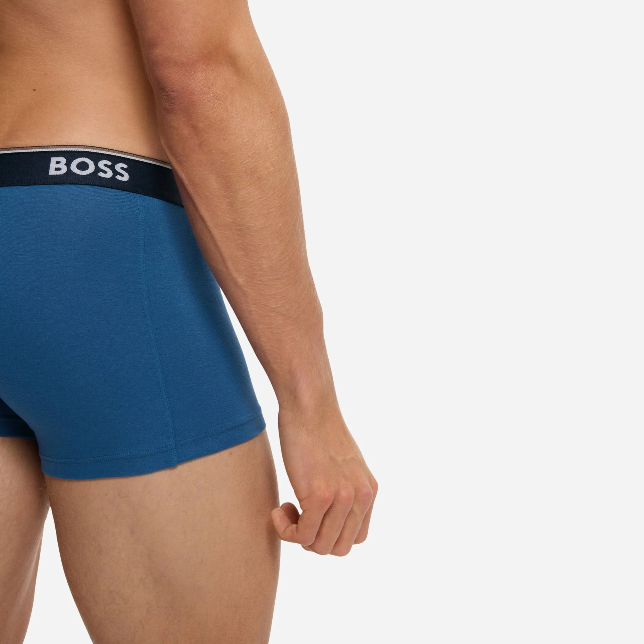 BOSS 3-Pack of Blue Power Cotton Stretch Trunks with Logo Waistband - Image 5