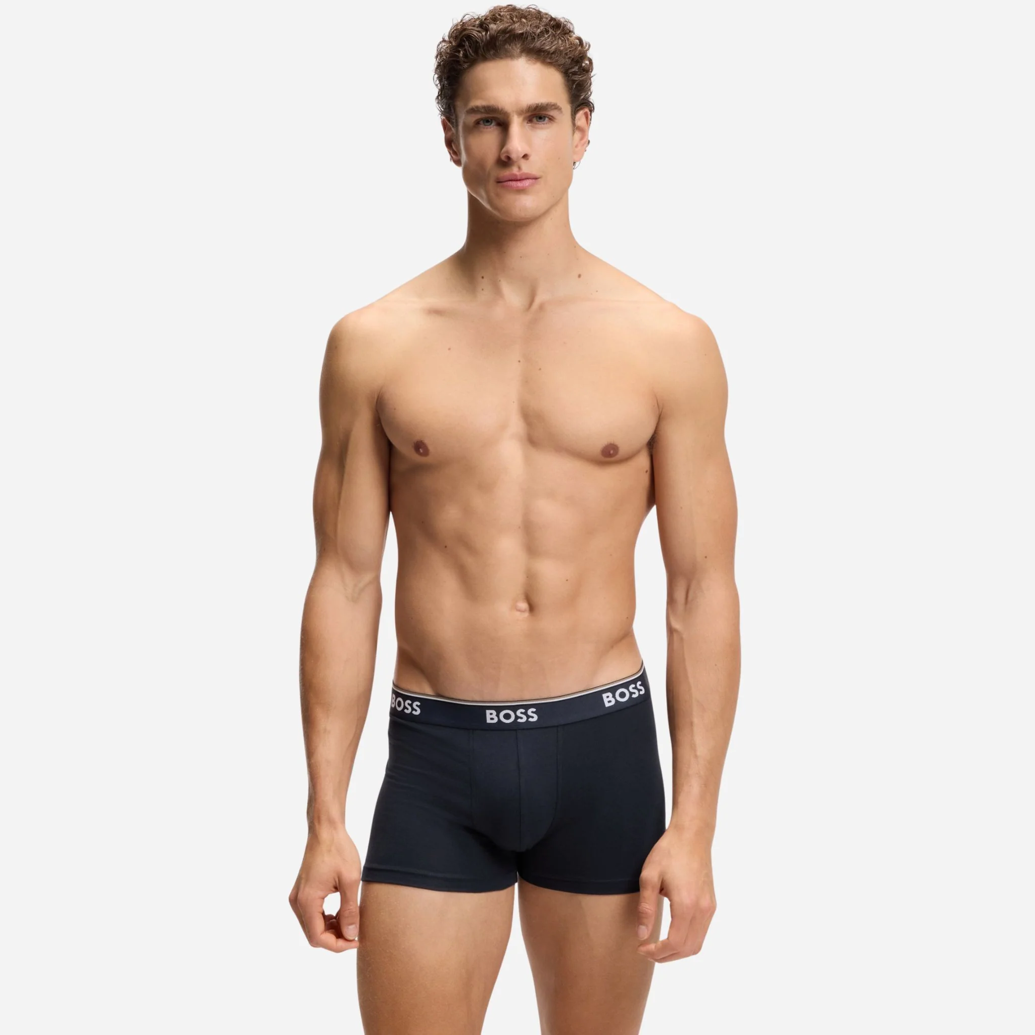 BOSS 3-Pack of Blue Power Cotton Stretch Trunks with Logo Waistband - Image 6