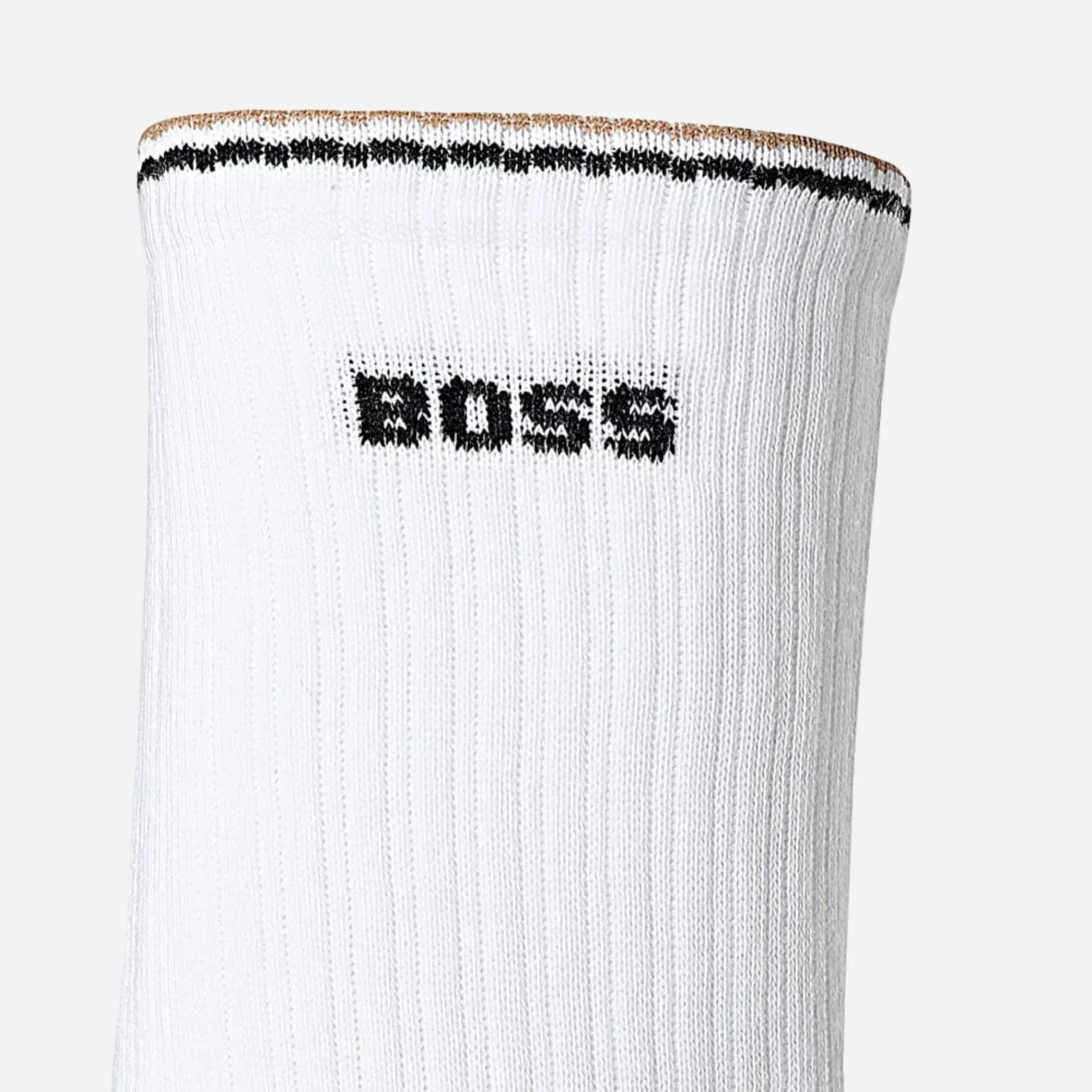 BOSS 3-Pack of Quarter-Length Cotton-Blend White Socks with Three-Stripe Edges - Image 2