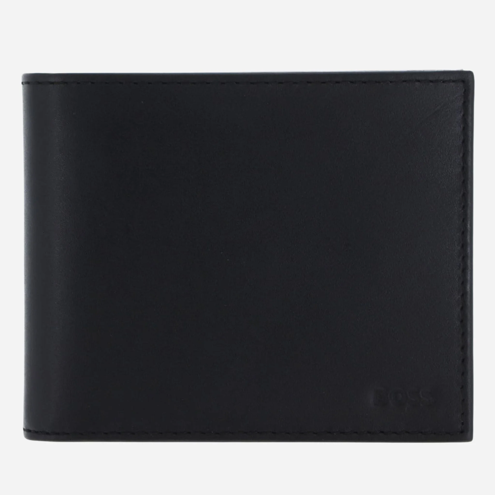 BOSS 8CC Black Leather Trifold Wallet and Black Leather Key Fob Gift Set - Image 2