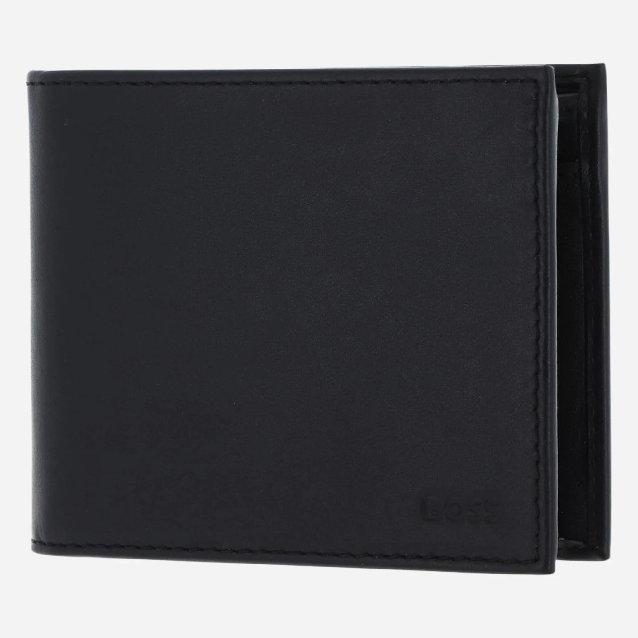 BOSS 8CC Black Leather Trifold Wallet and Black Leather Key Fob Gift Set - Image 3