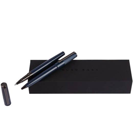 BOSS All Navy Gear Minimal Ballpoint & Rollerball Pen Set