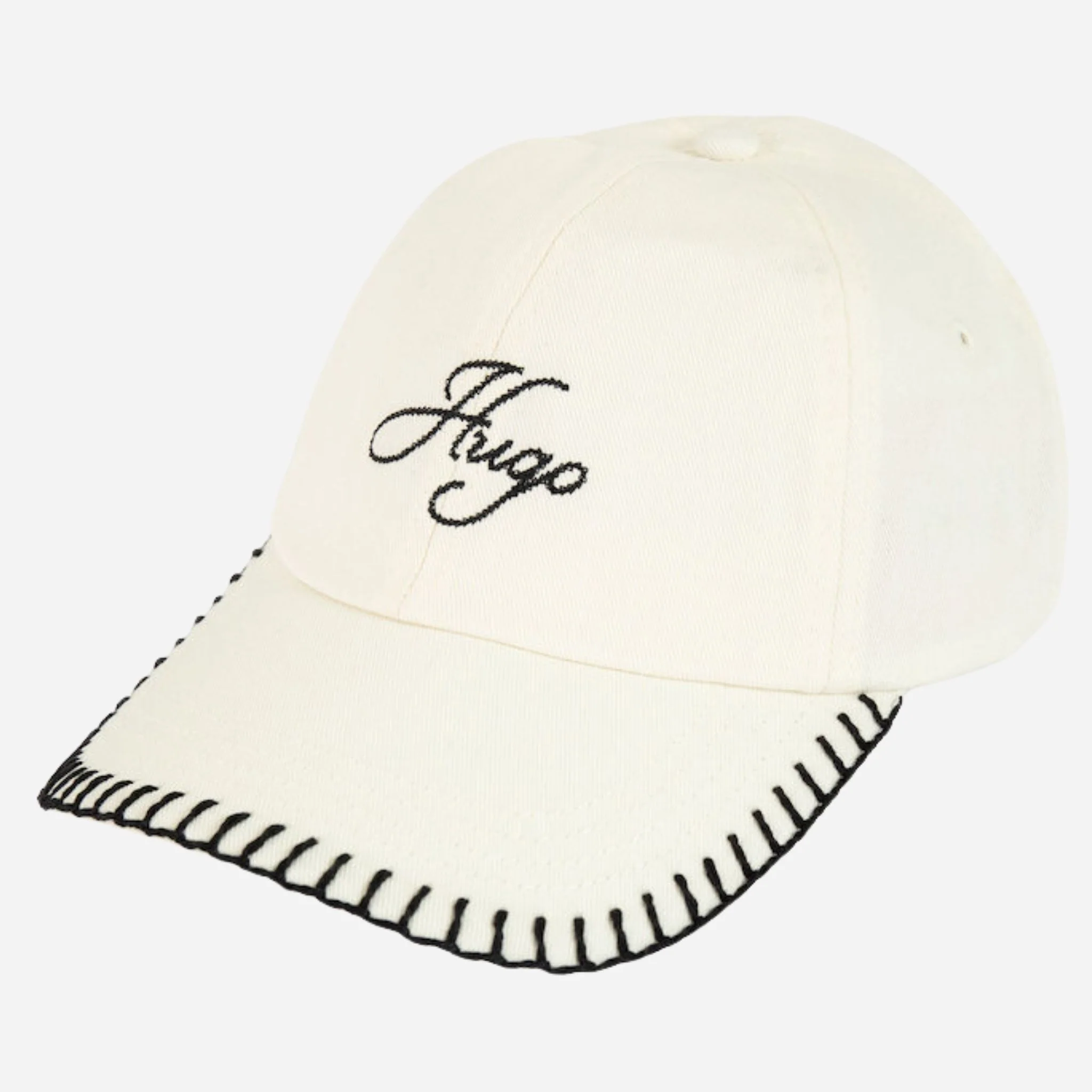 BOSS Ally Cream Cotton-Twill Cap with Embroidered Edges and Hugo Logo