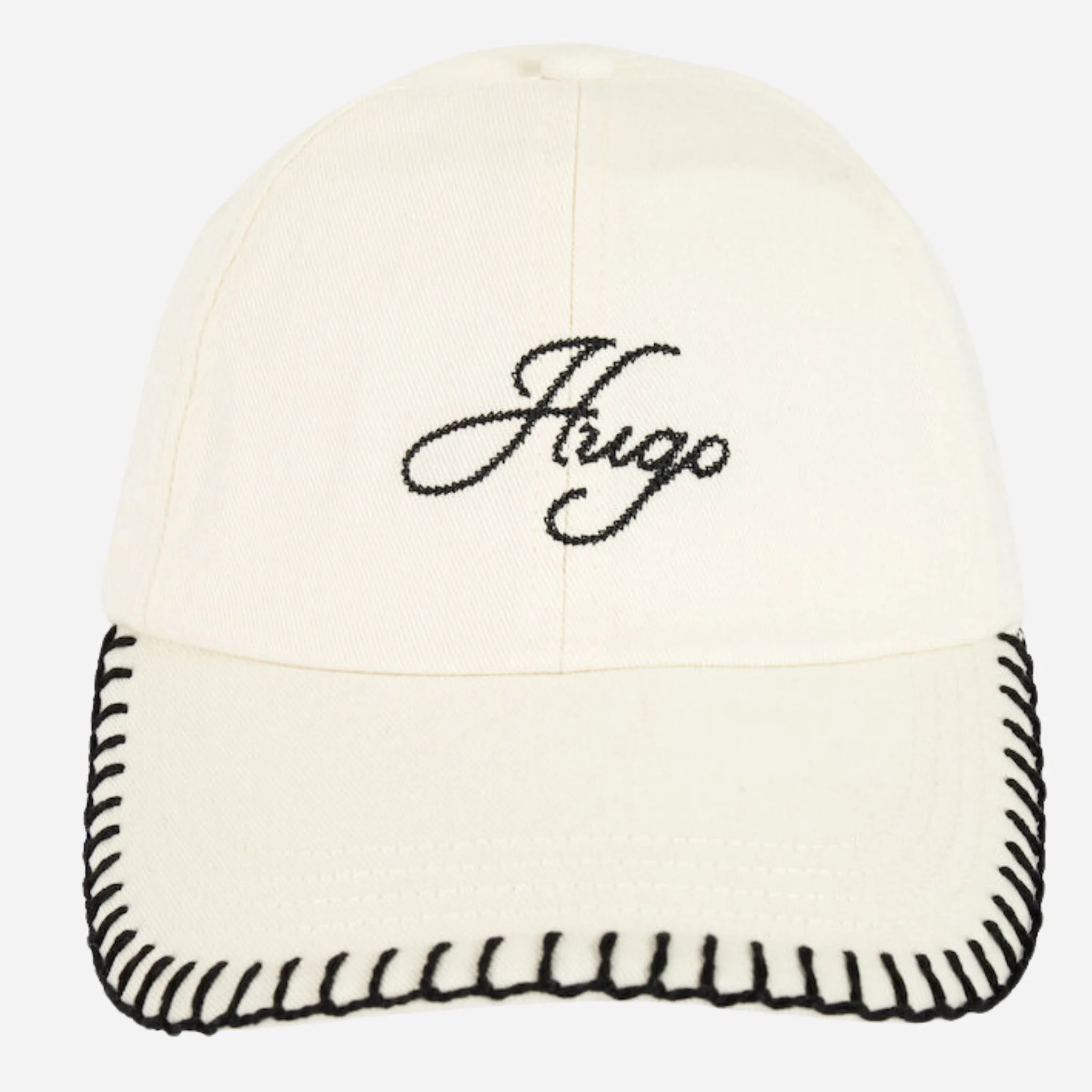BOSS Ally Cream Cotton-Twill Cap with Embroidered Edges and Hugo Logo - Image 2