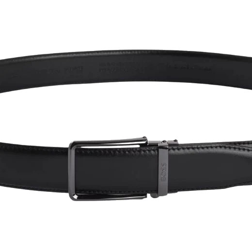 BOSS Austin Os35 Italian Leather Black Automatic Belt with Logo Keeper - Image 3