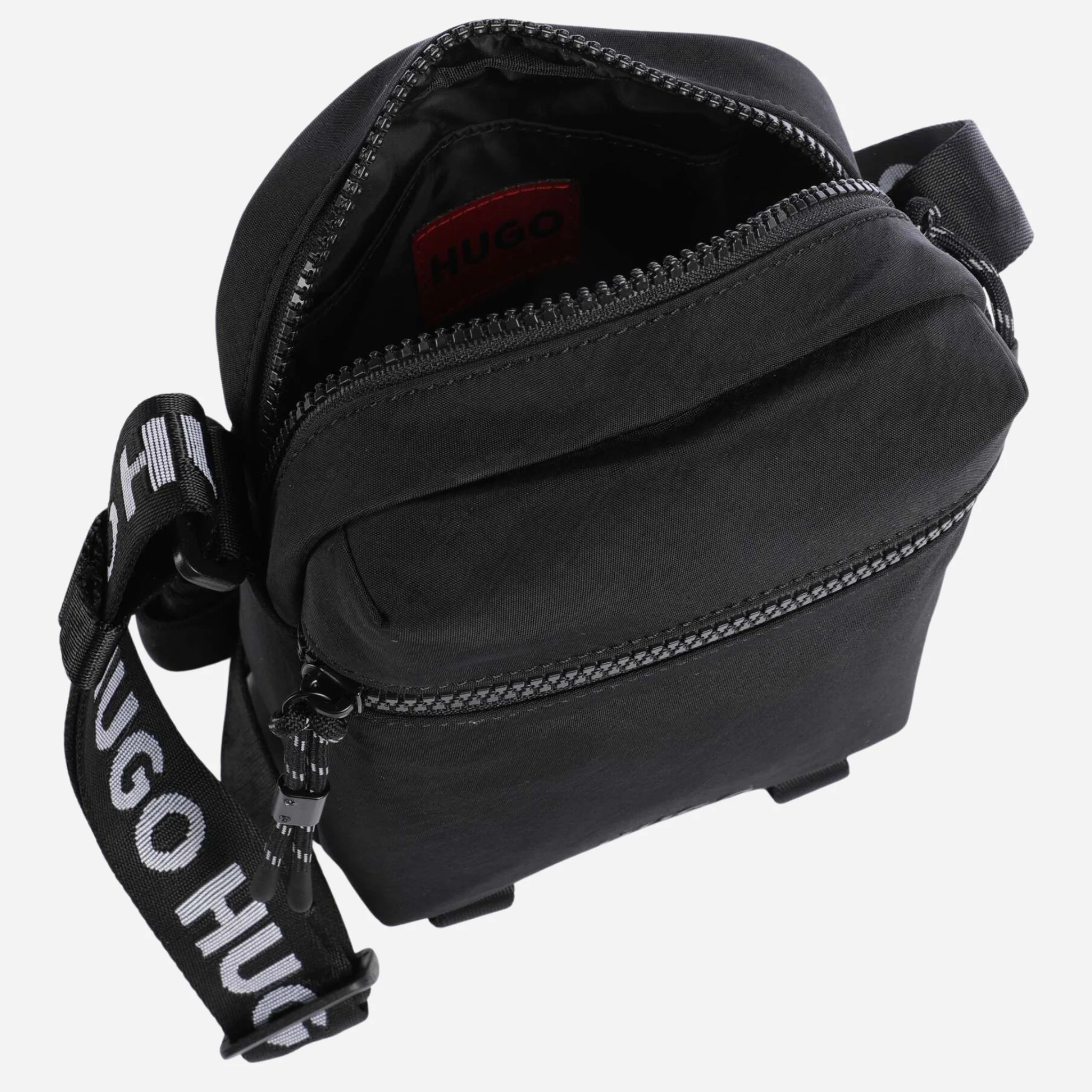 BOSS Ayden Black NS Zip Cross Body Bag with Raised Hugo Logo - Image 3
