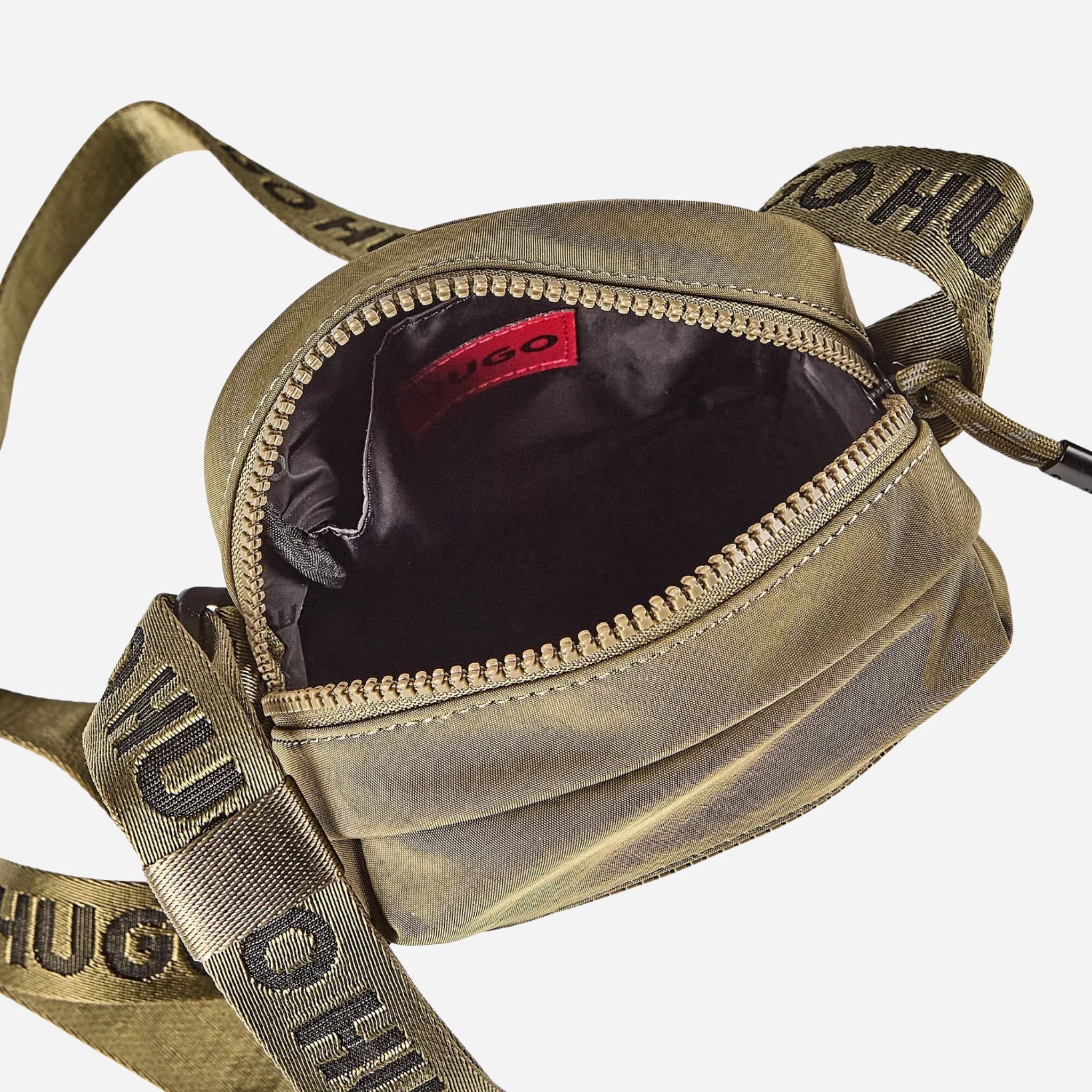 BOSS Ayden Green NS Zip Cross Body Bag with Raised Hugo Logo - Image 4