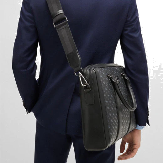 BOSS 'B' Icon Monogram Document Case in Regenerated Leather - Image 6