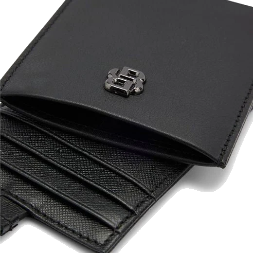 BOSS 'B' Icon Neck Card Case in Black Leather - Image 2