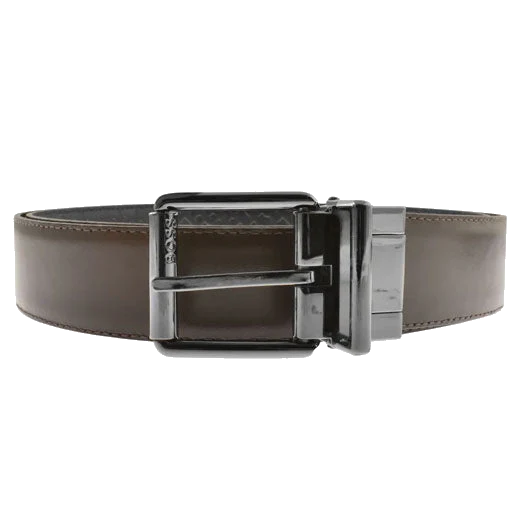 BOSS 'B' Monogram Reversible Leather Orrol Belt, Black & Brown - Image 2