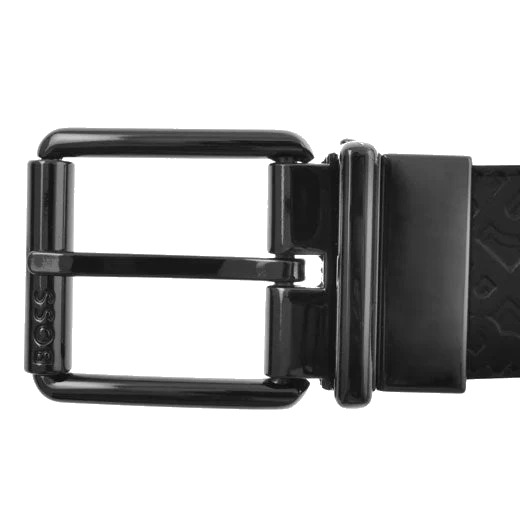 BOSS 'B' Monogram Reversible Leather Orrol Belt, Black & Brown - Image 3