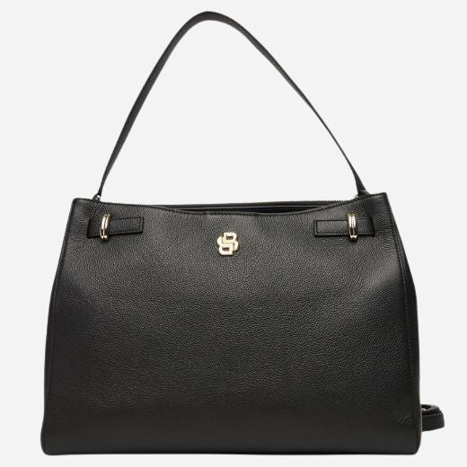 BOSS Beyond Black Grained Leather Tote Bag with Double 'B' Monogram