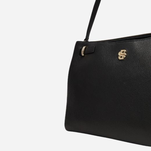 BOSS Beyond Black Grained Leather Tote Bag with Double 'B' Monogram - Image 3