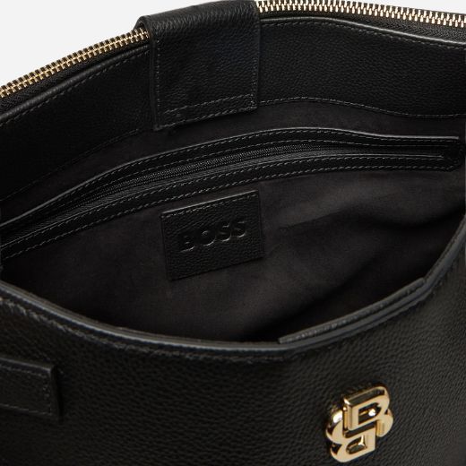 BOSS Beyond Black Grained Leather Tote Bag with Double 'B' Monogram - Image 5