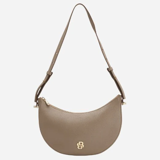 BOSS Beyond Halfmoon Beige Leather Cross Body Bag