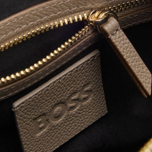 BOSS Beyond Halfmoon Beige Leather Cross Body Bag - Image 3