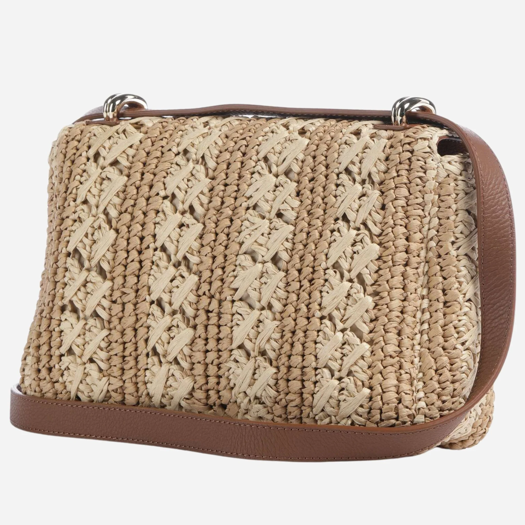 BOSS Beyond Raffia Cross Body Bag with Brown Trims and Double 'B' Monogram Logo - Image 2