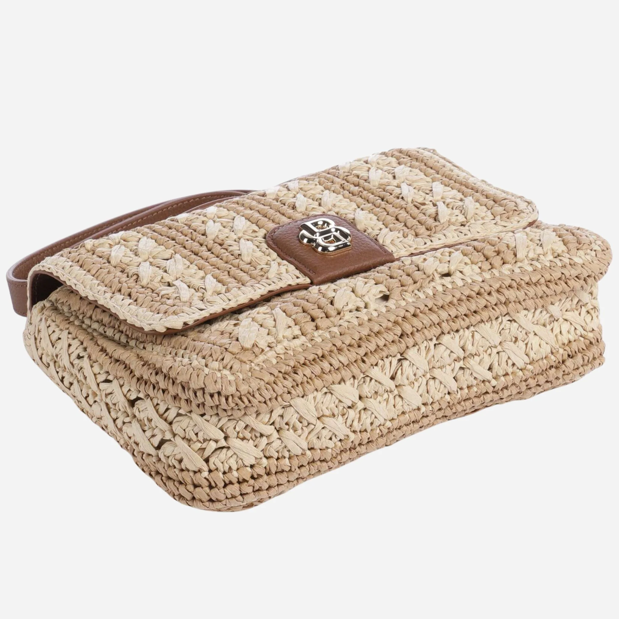 BOSS Beyond Raffia Cross Body Bag with Brown Trims and Double 'B' Monogram Logo - Image 4