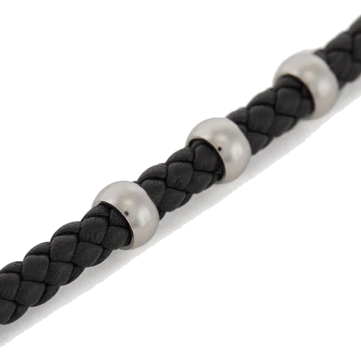 BOSS Black Beryl Braided Leather Bracelet - Image 4