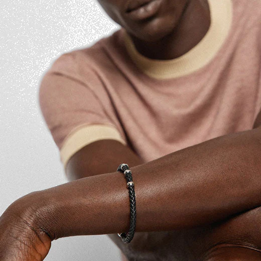 BOSS Black Beryl Braided Leather Bracelet - Image 5