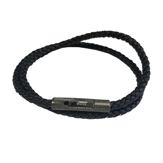 BOSS Black Buddy Braided Leather Wrap Bracelet