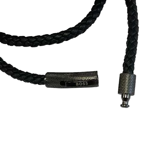BOSS Black Buddy Braided Leather Wrap Bracelet - Image 3