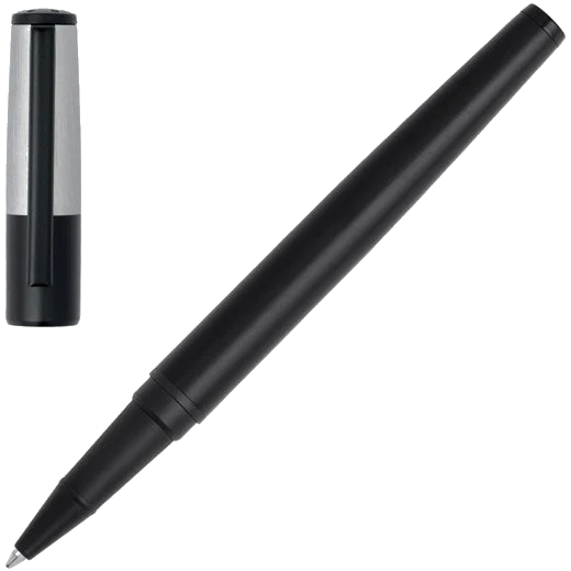 BOSS Black & Chrome Gear Minimal Rollerball Pen