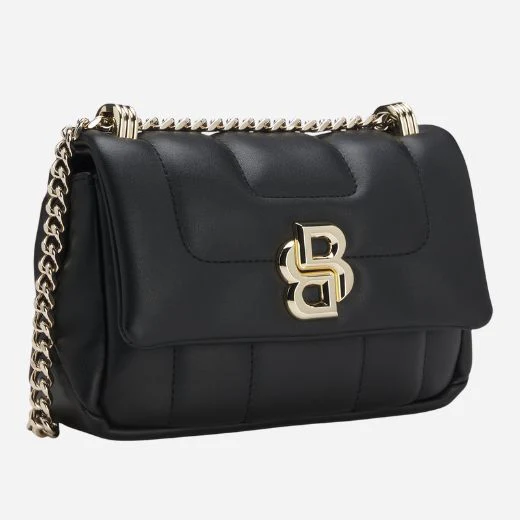 BOSS Black Faux Leather Quilted Shoulder Bag with Double B Monogram - Image 3
