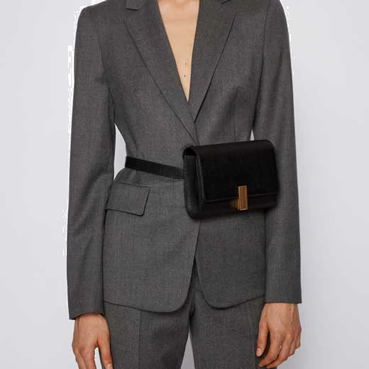 BOSS Black Nathalie Saffiano Belt Bag with Detachable Chain Strap - Image 4