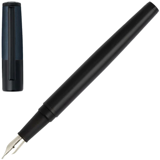 BOSS Black & Navy Gear Minimal Fountain Pen