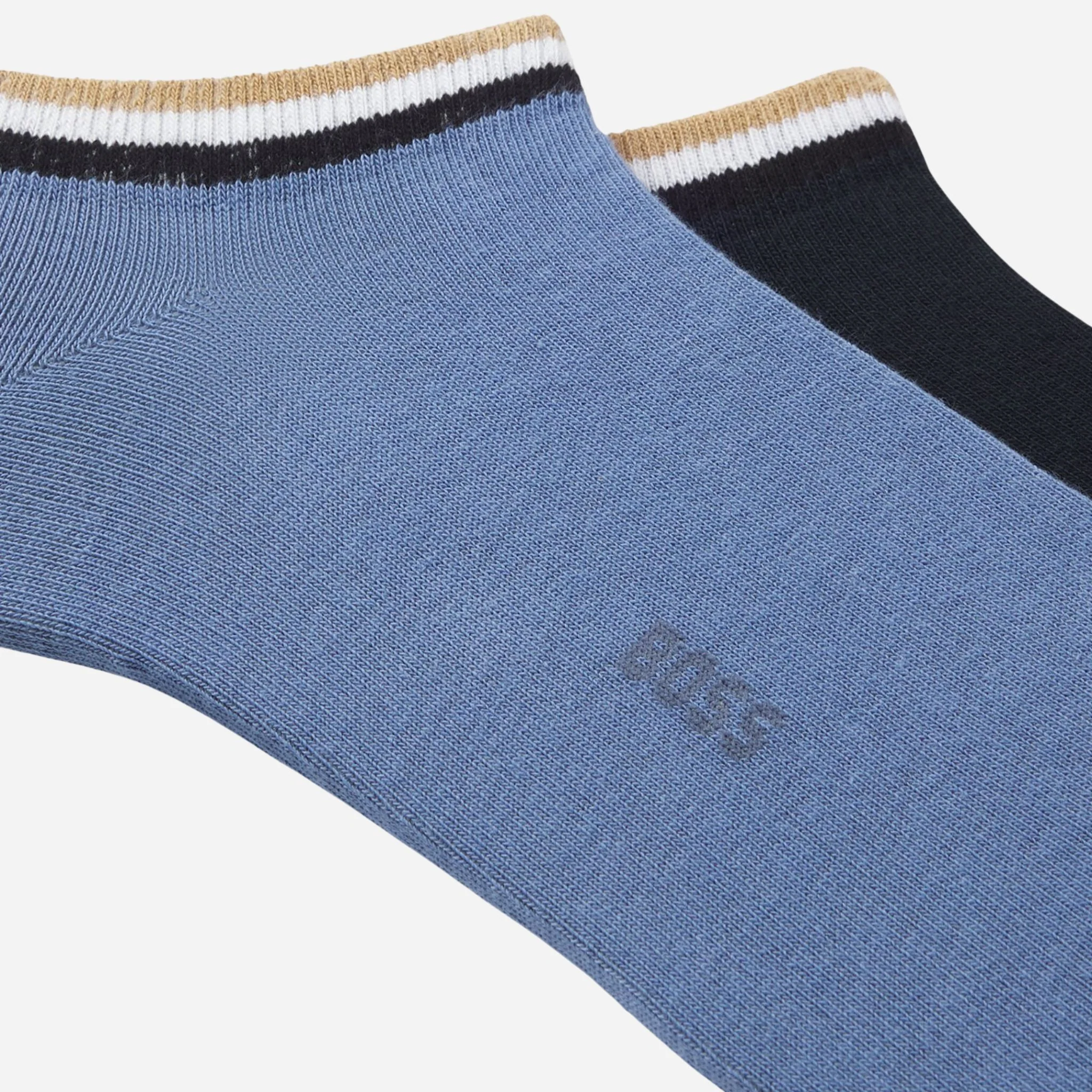 BOSS Blue Cotton Ankle Socks With Signature Stripe Set of 2 - Image 2