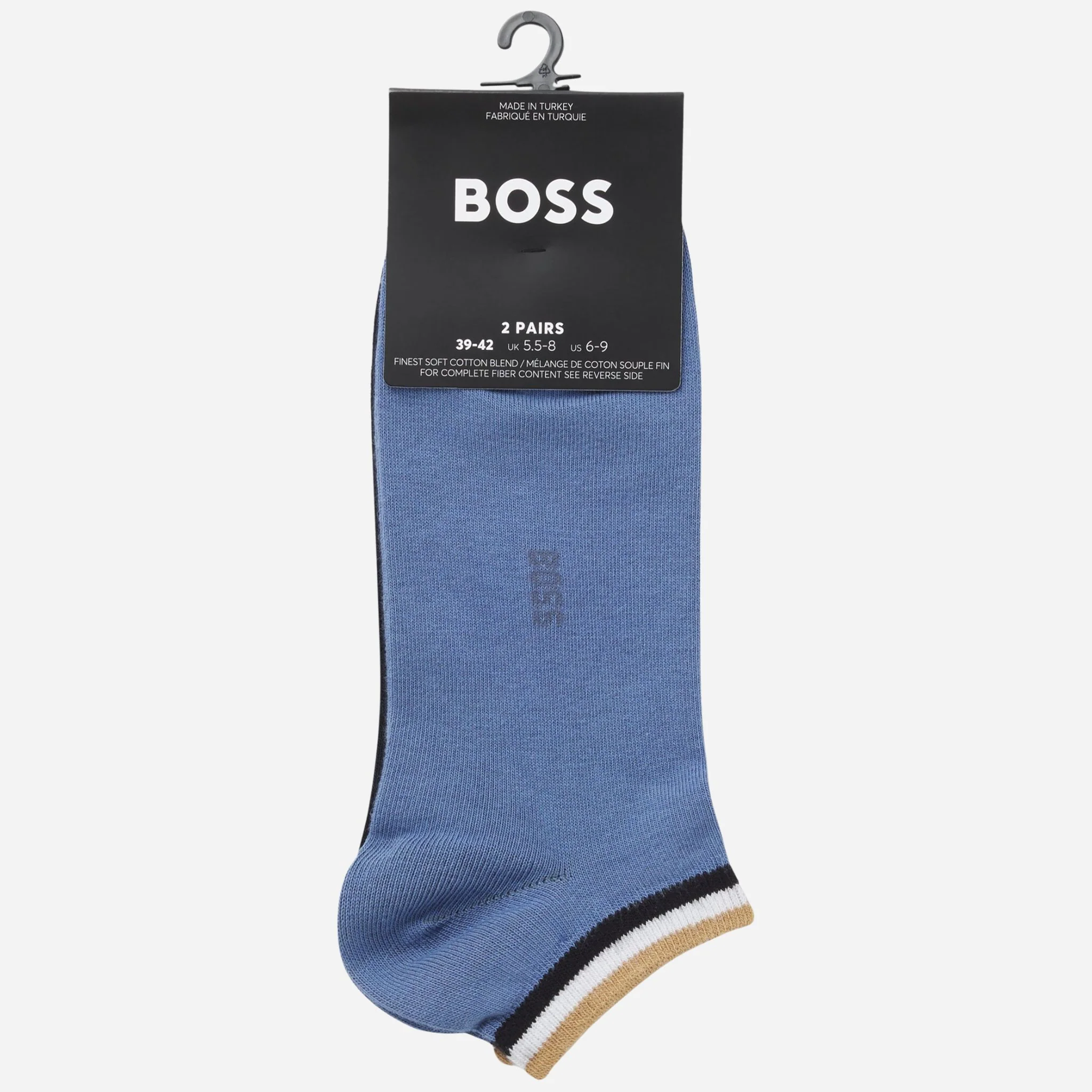 BOSS Blue Cotton Ankle Socks With Signature Stripe Set of 2 - Image 3