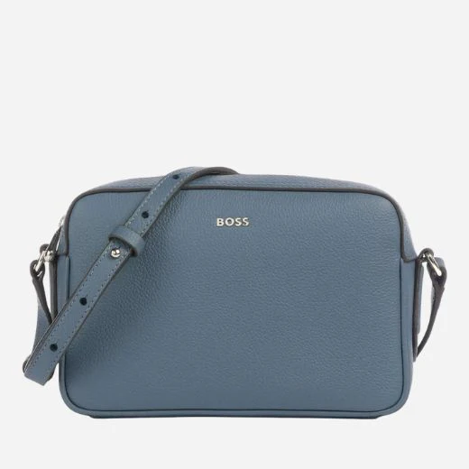 BOSS Blue-Grey Leather Lenah Cross Body Bag