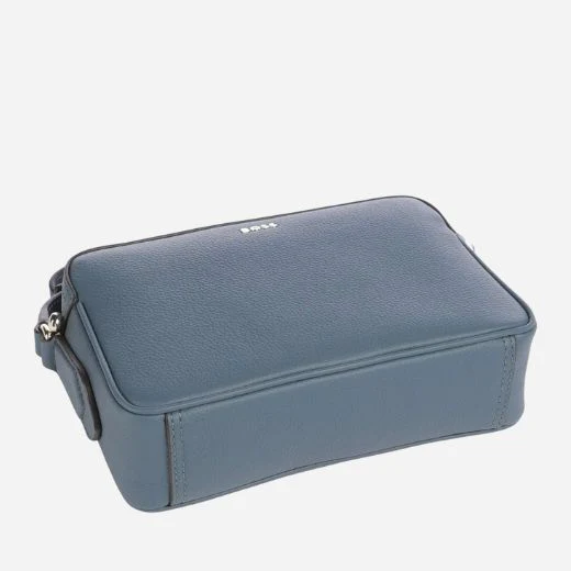 BOSS Blue-Grey Leather Lenah Cross Body Bag - Image 4