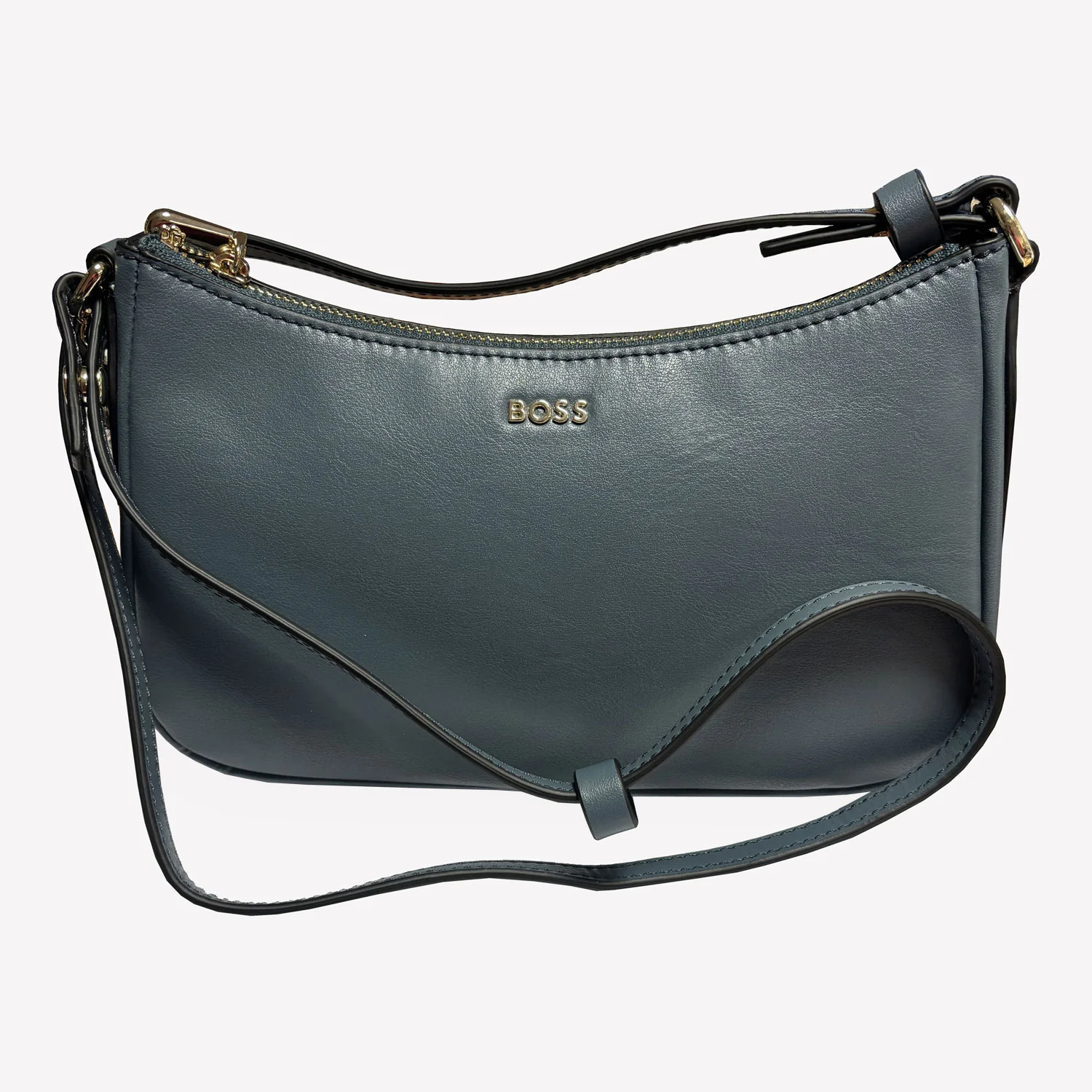 BOSS Blue Leather Numah Minibag with Double 'B' Monogram Charm