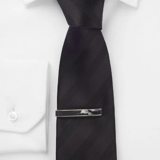 BOSS Brass Tie Clip with Black and White Marble Insert - Image 3