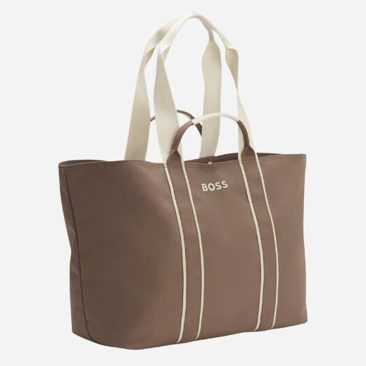 BOSS Brown and Cream Palmah Tote with Logo Straps - Image 3