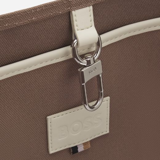 BOSS Brown and Cream Palmah Tote with Logo Straps - Image 4