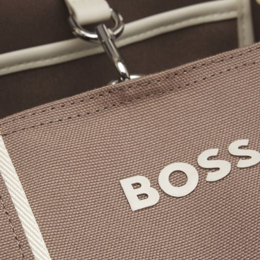BOSS Brown and Cream Palmah Tote with Logo Straps - Image 5