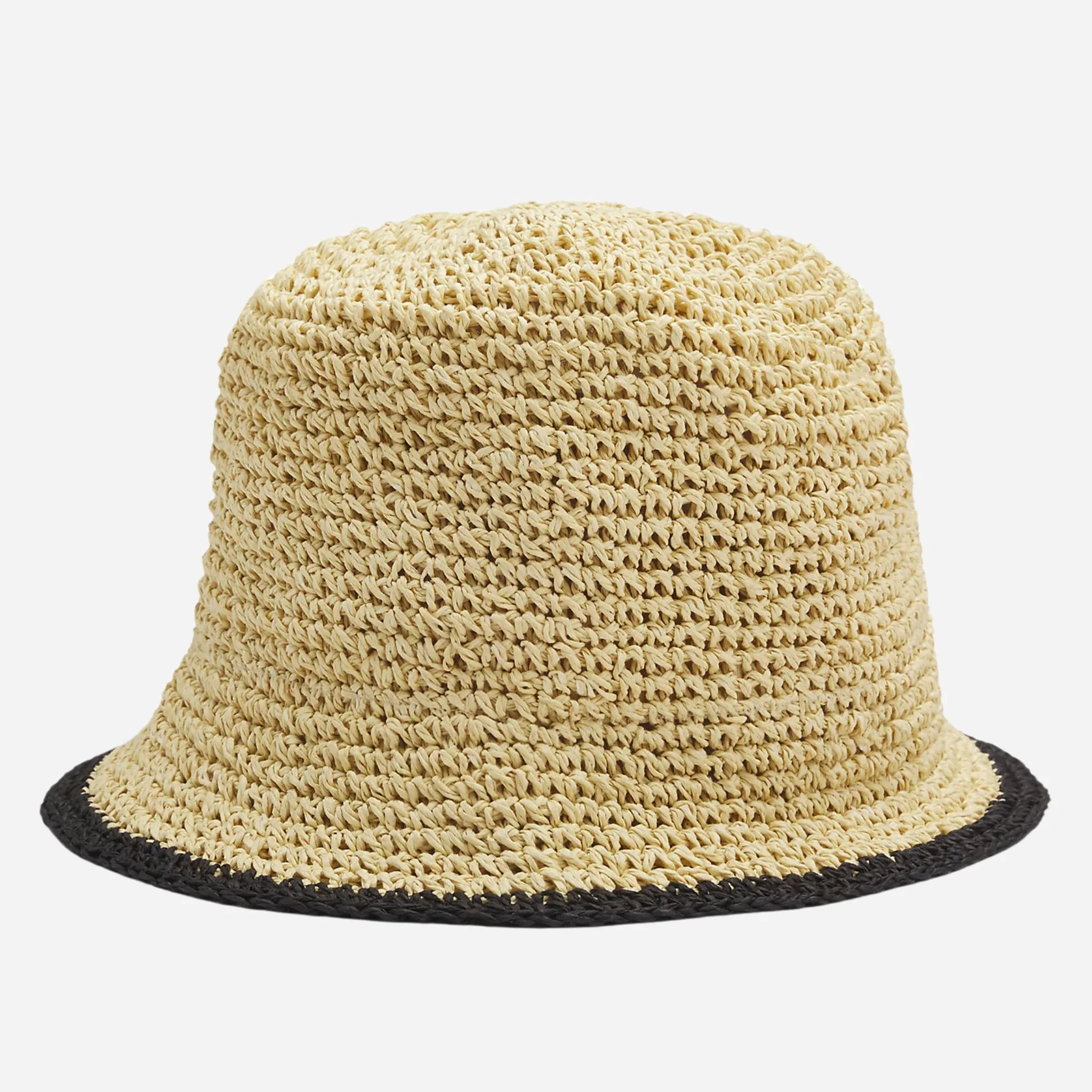 BOSS Calantha RA Beige and Black Woven Bucket Hat with Metal Logo - Image 2