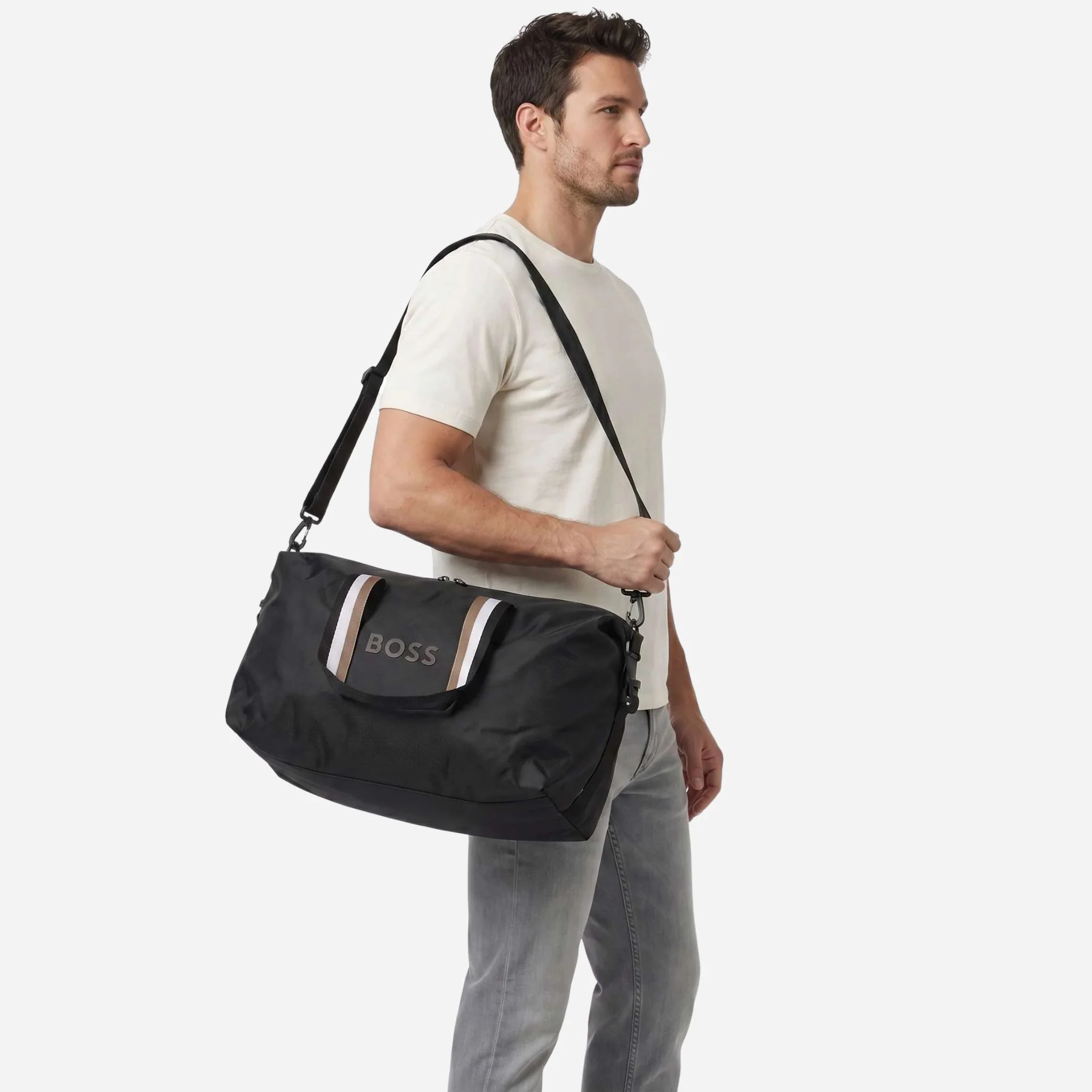 BOSS Catch 3.0 Black Holdall with Large Raised Logo - Image 6